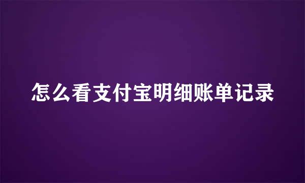 怎么看支付宝明细账单记录