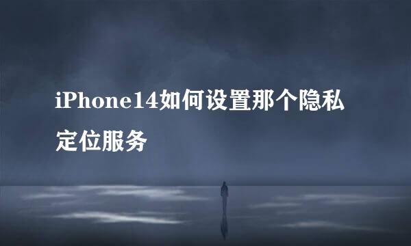 iPhone14如何设置那个隐私定位服务