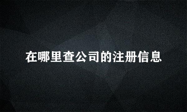 在哪里查公司的注册信息