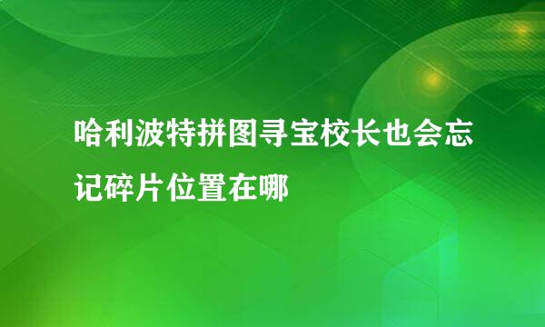 哈利波特拼图寻宝校长也会忘记碎片位置在哪