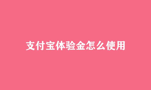 支付宝体验金怎么使用