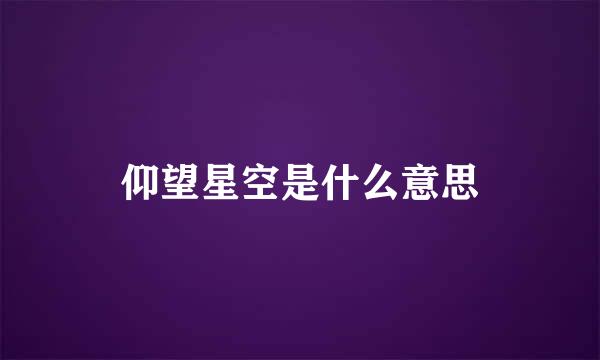 仰望星空是什么意思
