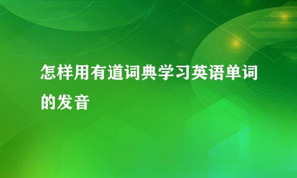 怎样用有道词典学习英语单词的发音