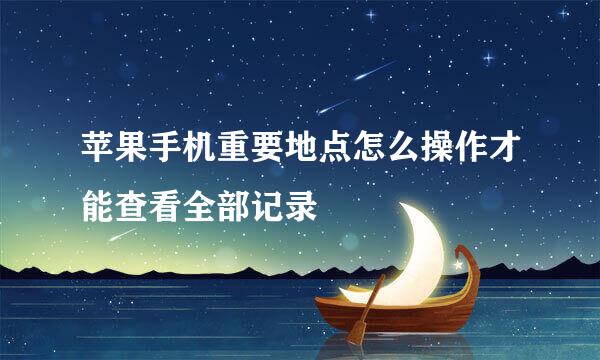 苹果手机重要地点怎么操作才能查看全部记录