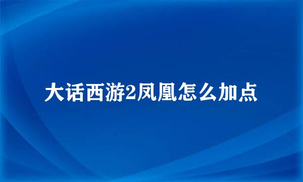 大话西游2凤凰怎么加点
