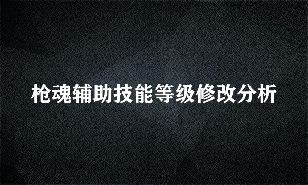 枪魂辅助技能等级修改分析