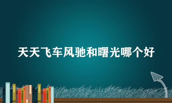 天天飞车风驰和曙光哪个好