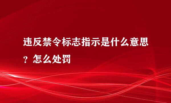 违反禁令标志指示是什么意思？怎么处罚
