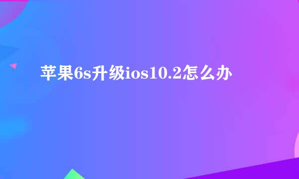 苹果6s升级ios10.2怎么办