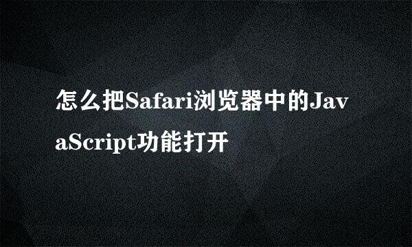 怎么把Safari浏览器中的JavaScript功能打开