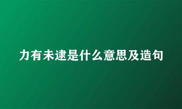 力有未逮是什么意思及造句