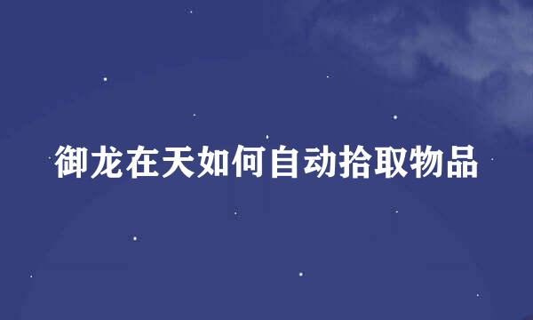 御龙在天如何自动拾取物品