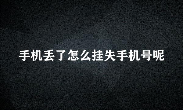 手机丢了怎么挂失手机号呢