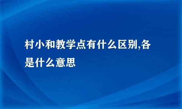 村小和教学点有什么区别,各是什么意思