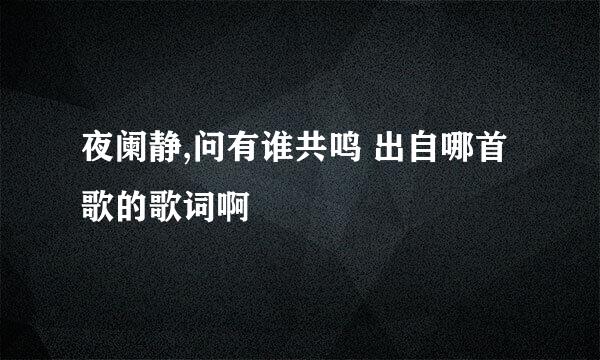 夜阑静,问有谁共鸣 出自哪首歌的歌词啊