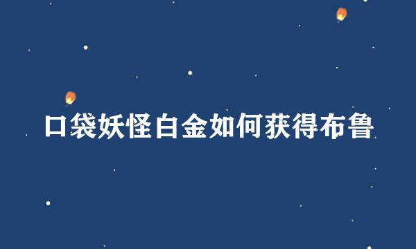 口袋妖怪白金如何获得布鲁