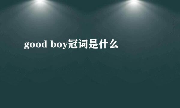 good boy冠词是什么