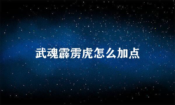 武魂霹雳虎怎么加点