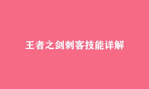 王者之剑刺客技能详解