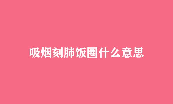 吸烟刻肺饭圈什么意思