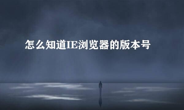 怎么知道IE浏览器的版本号