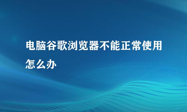 电脑谷歌浏览器不能正常使用怎么办
