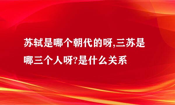 苏轼是哪个朝代的呀,三苏是哪三个人呀?是什么关系