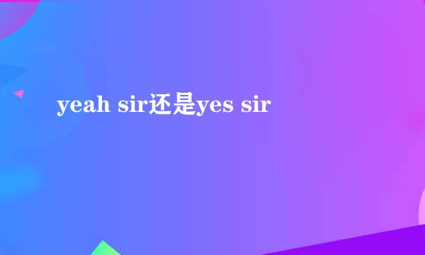 yeah sir还是yes sir