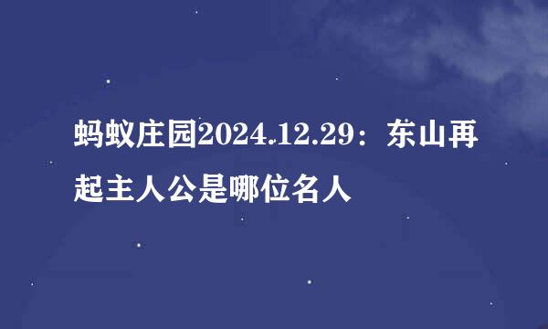 蚂蚁庄园2024.12.29：东山再起主人公是哪位名人