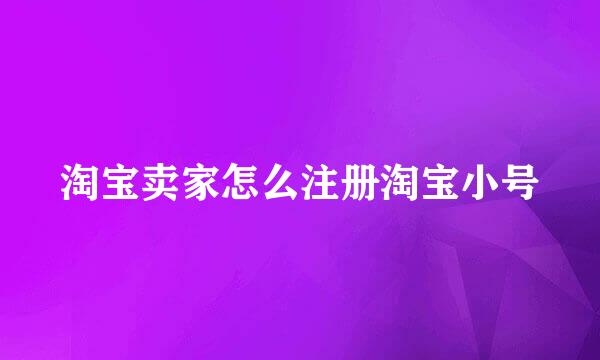 淘宝卖家怎么注册淘宝小号