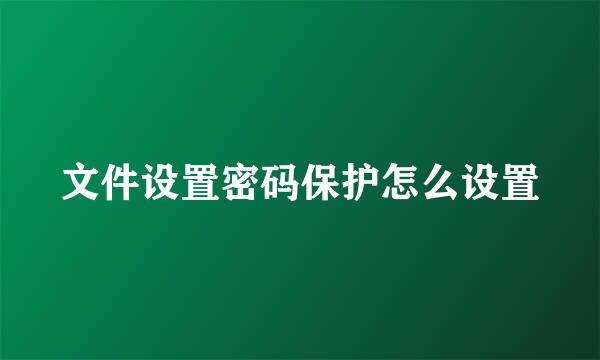 文件设置密码保护怎么设置