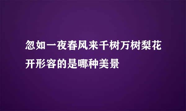 忽如一夜春风来千树万树梨花开形容的是哪种美景
