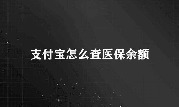 支付宝怎么查医保余额