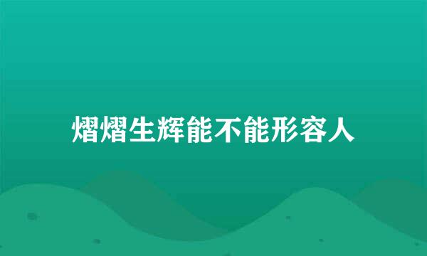 熠熠生辉能不能形容人