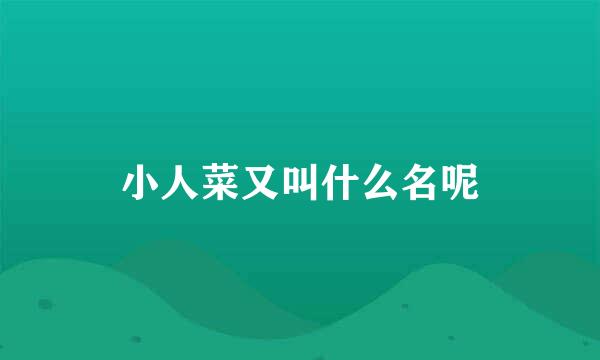 小人菜又叫什么名呢