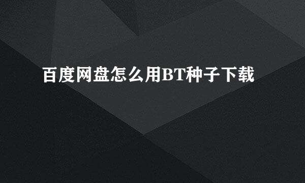 百度网盘怎么用BT种子下载