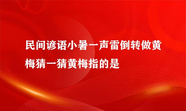 民间谚语小暑一声雷倒转做黄梅猜一猜黄梅指的是
