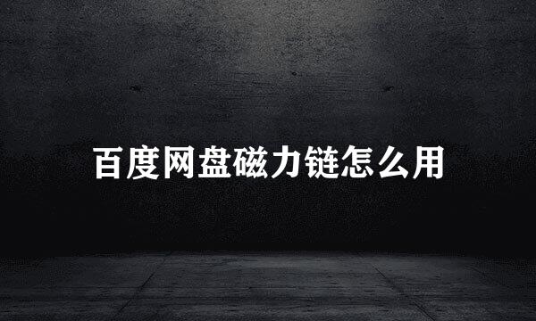 百度网盘磁力链怎么用
