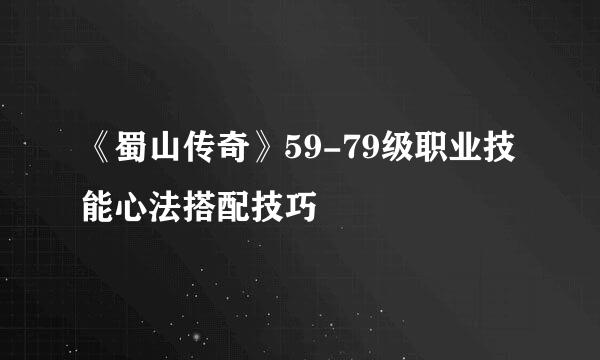 《蜀山传奇》59-79级职业技能心法搭配技巧