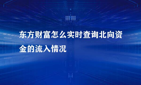 东方财富怎么实时查询北向资金的流入情况