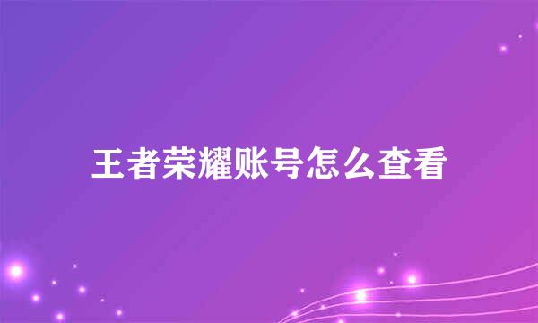 王者荣耀账号怎么查看