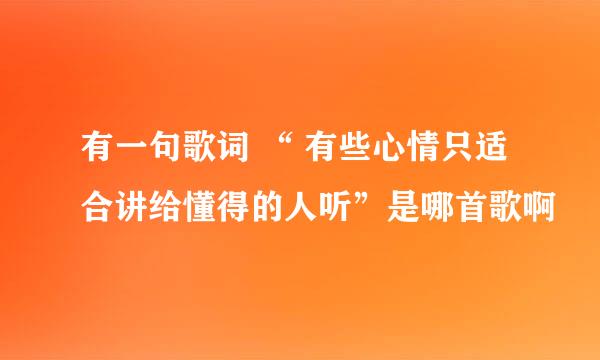 有一句歌词 “ 有些心情只适合讲给懂得的人听”是哪首歌啊