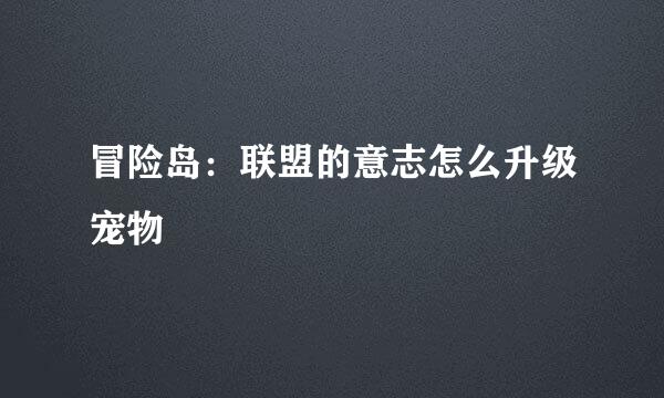 冒险岛：联盟的意志怎么升级宠物