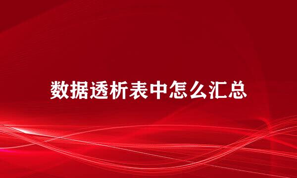 数据透析表中怎么汇总