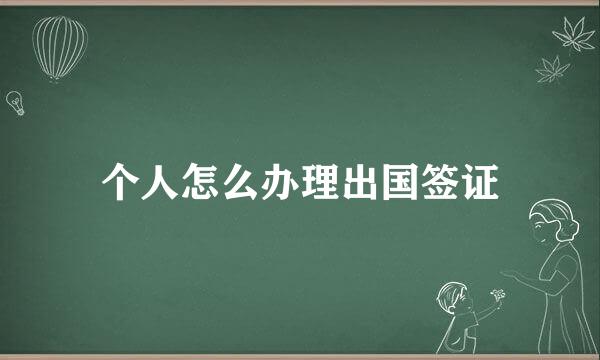 个人怎么办理出国签证