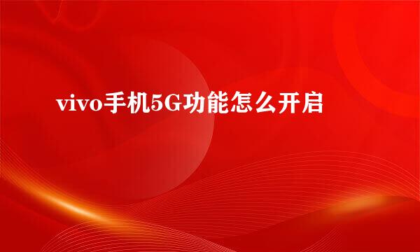vivo手机5G功能怎么开启