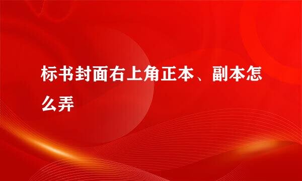 标书封面右上角正本、副本怎么弄