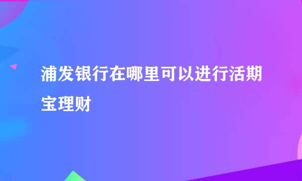 浦发银行在哪里可以进行活期宝理财
