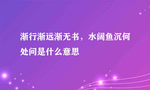 渐行渐远渐无书，水阔鱼沉何处问是什么意思