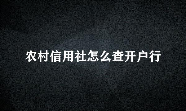 农村信用社怎么查开户行